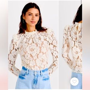 Wayf Emma puff sleeve lace blouse